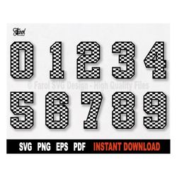 racing checkered numbers svg,  racing svg file for cricut, silhouette, svg cut file, vector sport clipart, shirt print-
