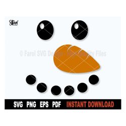 snowman face svg, cricut, silhouette, png art design, christmas svg, snowman svg cut file, cute snowman vector clipart-