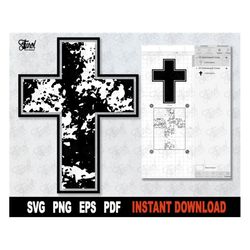 grunge cross svg, distressed christian cross svg file for cricut, religious clipart, christian cut file - instant digita
