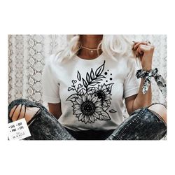 boho sunflowers svg, sunflower illustration svg, sunflower svg, boho flower svg, flower quotes svg, sunshine svg, kindne