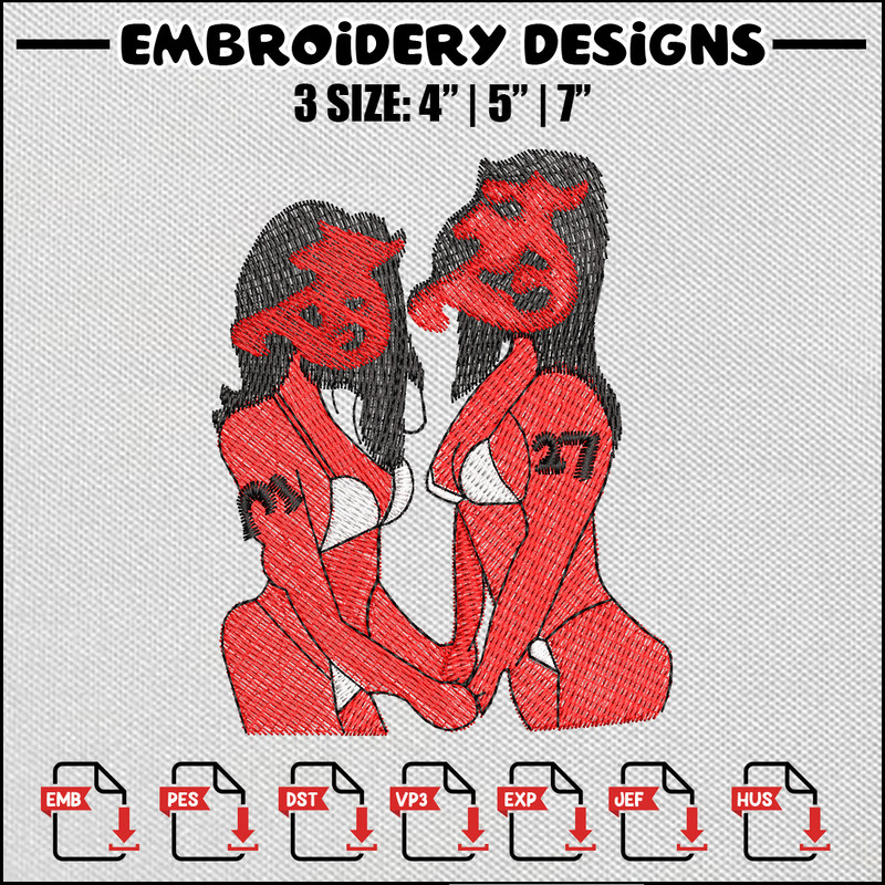 Evil lady embroidery design