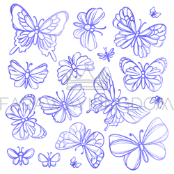BUTTERFLIES SKETCH Watercolor Vector Illustration Collection