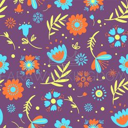 MEADOW FLOWERS Hand Drawn Seamless Pattern Vector Sketch