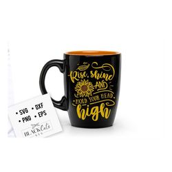 rise shine and hold your head high svg, sunflower svg, sunflower quotes svg, sunshine svg, funny sunflower quotes svg, k