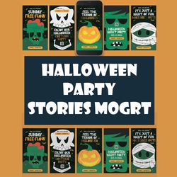 halloween party stories. mogrt. video template premiere pro. instagram, snapchat, facebook, tiktok, whatsapp, youtube/