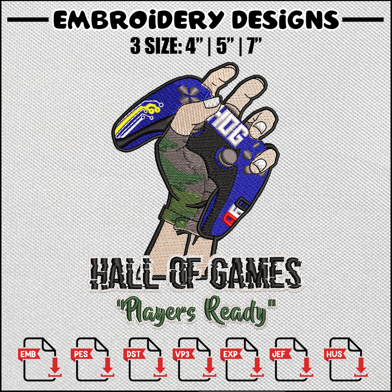Hall of game embroidery design