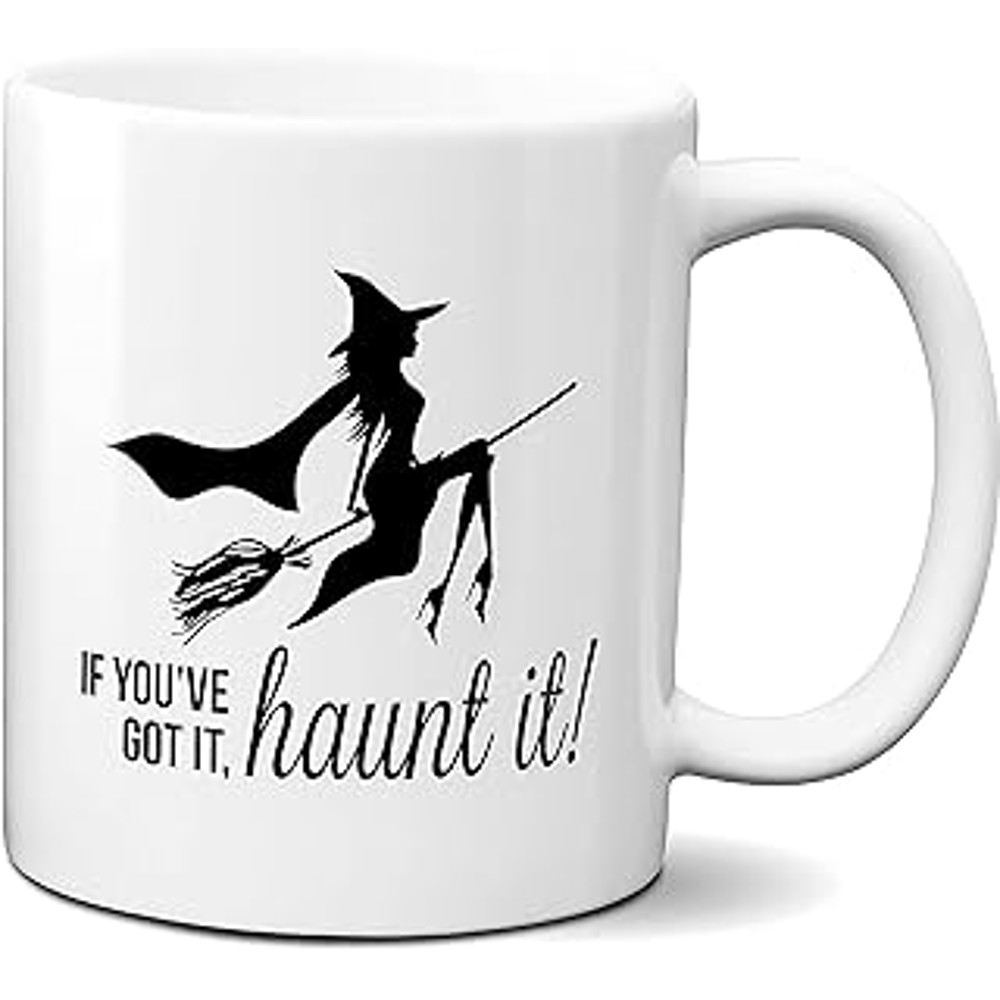White Color Witch Theme Coffee Mug Halloween Gift Witchy 11 oz Ceramic Tea Cup.jpg