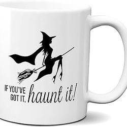 white color witch theme coffee mug halloween gift witchy 11 oz ceramic tea cup