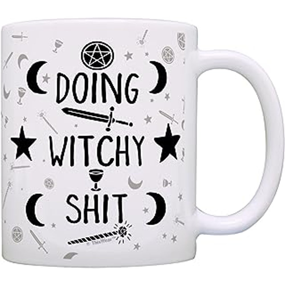 ThisWear Witch Mug Doing Witchy Sh-t Coffee Mug Halloween Cup Witch Coffee Cup Funny Coffee Mug Tea Cup White.jpg