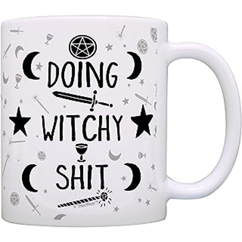 ThisWear Witch Mug Doing Witchy Sh-t Coffee Mug Halloween Cup Witch Coffee Cup Funny Coffee Mug Tea Cup White.jpg