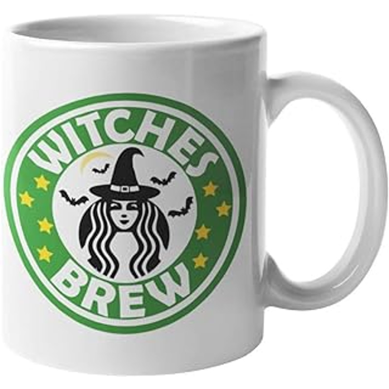 Witches Brew Coffee Mug Logo Halloween Theme Funny Motivation Inspiration 11-ounce White Ceramic Cup CMP00093.jpg