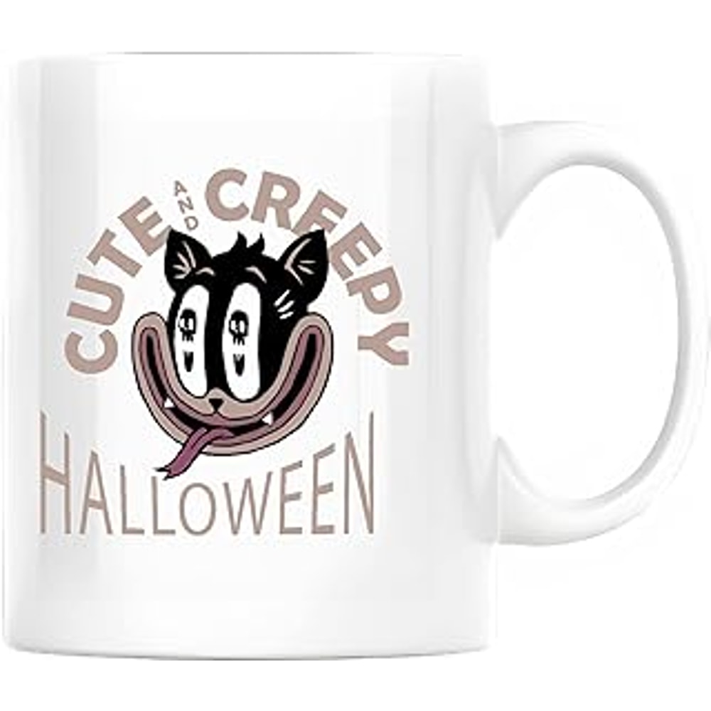 Halloween Gift Ideas Retro Cartoon Quote with Cute and Creepy Animals for Kids and Adults 11oz 15oz White Coffee Mug.jpg