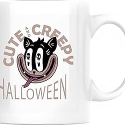 halloween gift ideas retro cartoon quote with cute and creepy animals for kids and adults 11oz 15oz white coffee mug