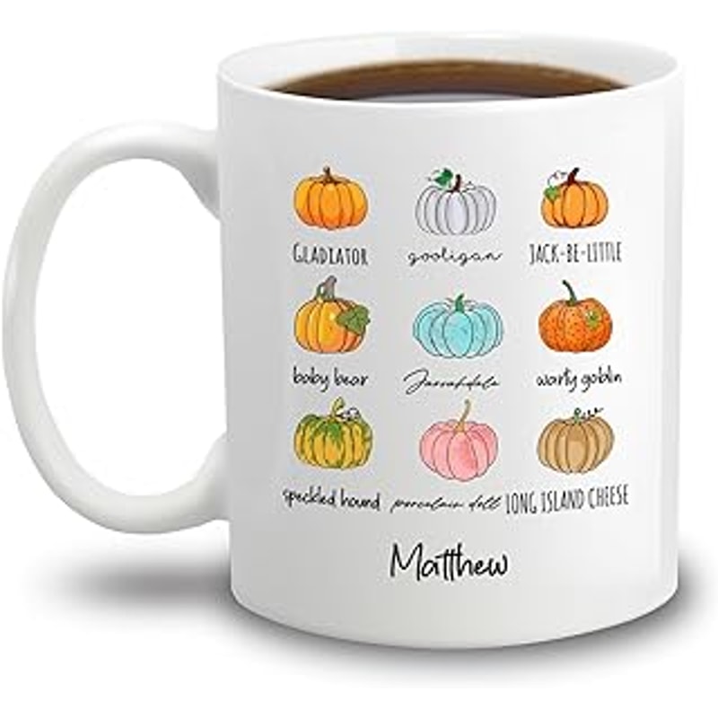 Personalized Halloween White Coffee Mug 11 Oz 15 Oz, Pumpkin Variety Coffee Cup, Pumpkin Teacup Gift For Kids Friends Best.jpg