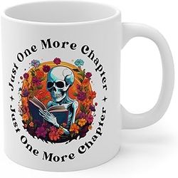 viehana just one more chapter mug, 11 oz white coffee mug, book lovers mug, halloween mugs coffee, book club gifts for w