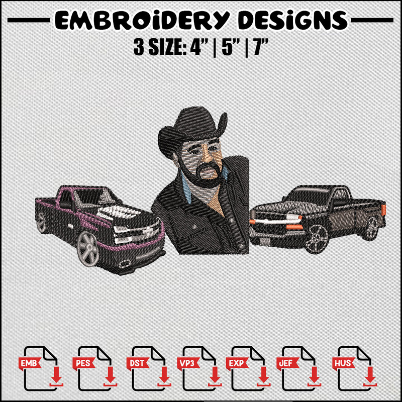 Man car embroidery design