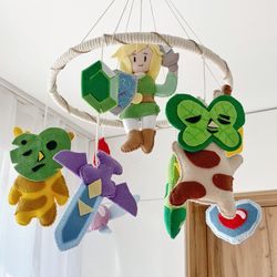 The legend of Zelda baby crib nursery mobile Kids Legend Of Zelda video games decor Baby shower newborn gift