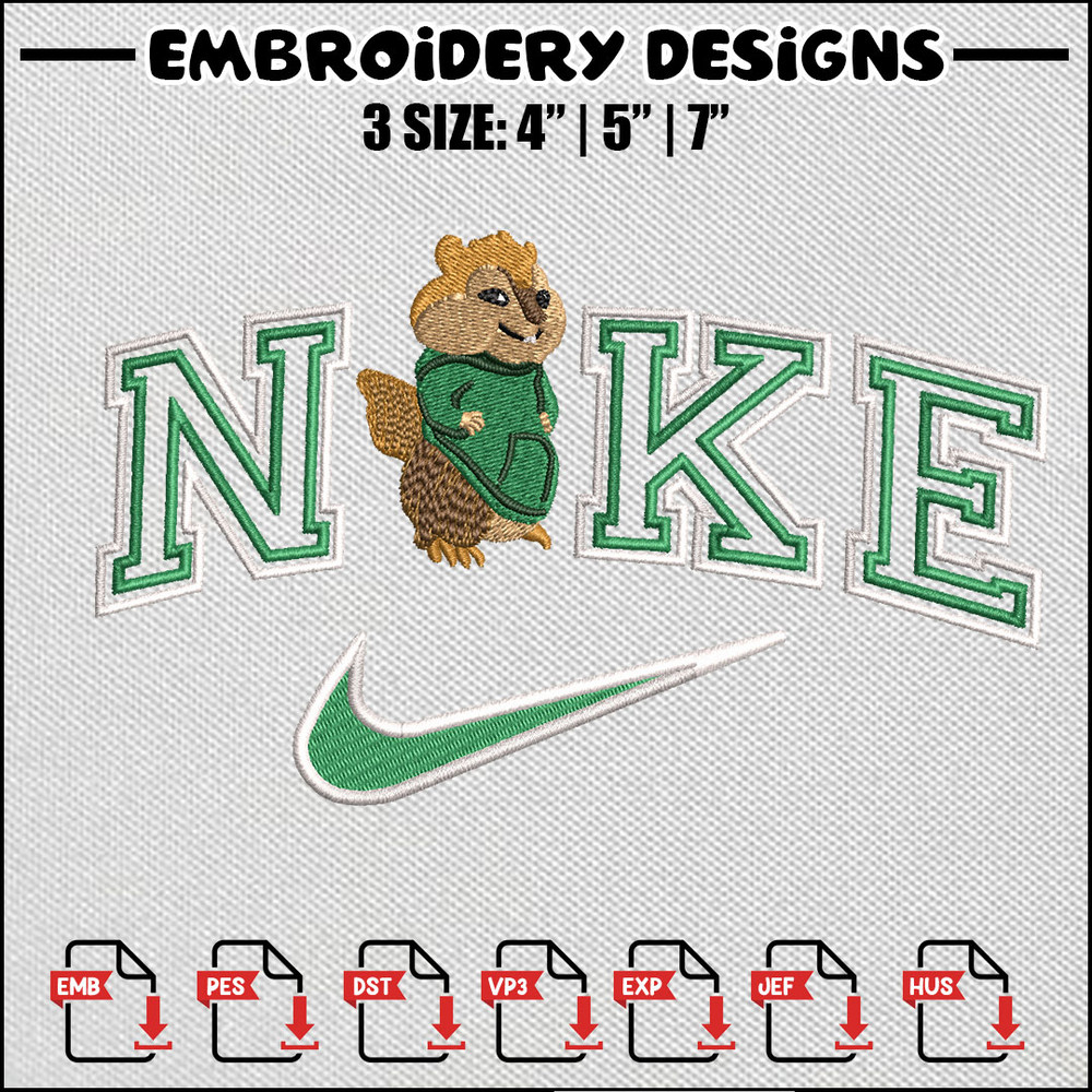 Nike squirrel embroidery design