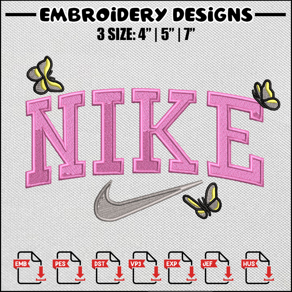 Nike butterfly embroidery design