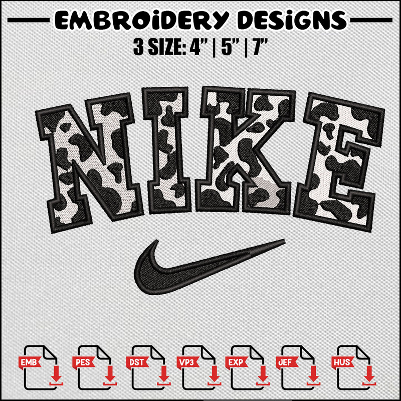 Nike cow embroidery design