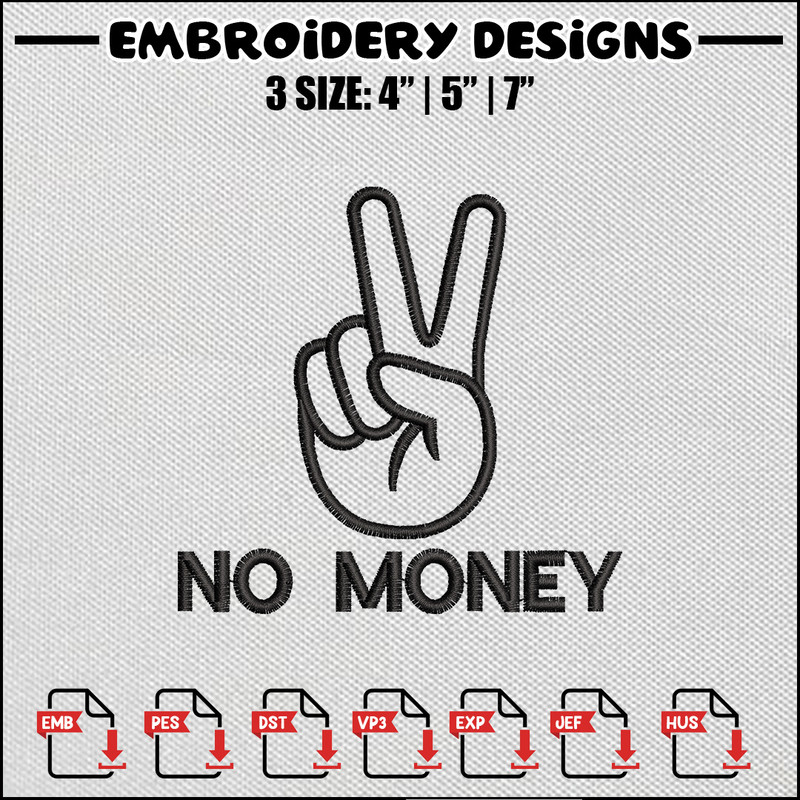 No money embroidery design