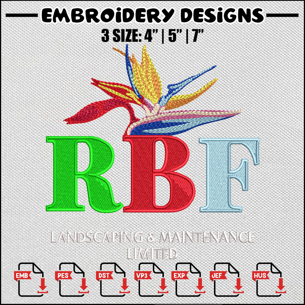 Rbf logo embroidery design