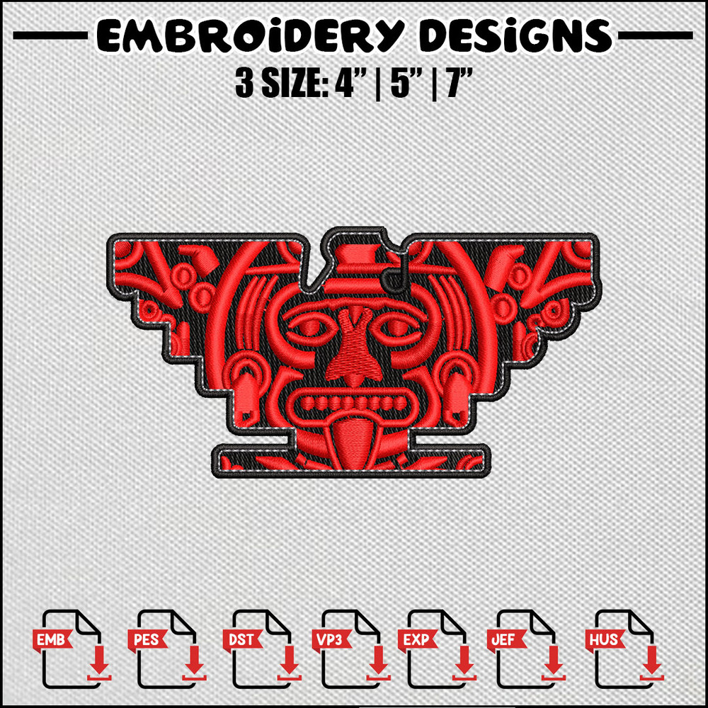 Red face embroidery design