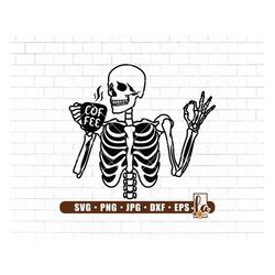 Skeleton Coffee Svg | Coffee Skull svg | Funny Halloween Svg Shirt Design| Nightmare Before Coffee SVG | Spooky Mom Shir