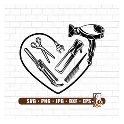 hair dresser love svg, hair stylist heart svg, hair dresser heart svg, osmetologist hair stylist love, glowforce, laser