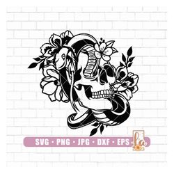 skull snake svg | floral snake skull svg | skull svg | snake svg | flower skull svg | snake skull svg | instant download