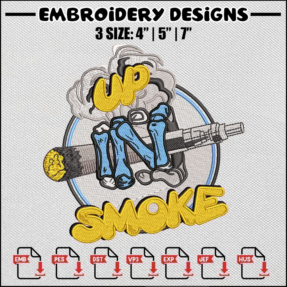 Up in smoke embroidery design