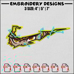 zenitsu swoosh embroidery design, nike design, demon slayer design, embroidery files, embroidery shirt, digital download