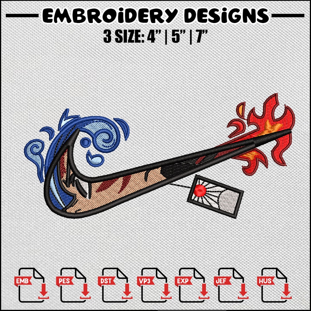 Tanjiro swoosh embroidery design
