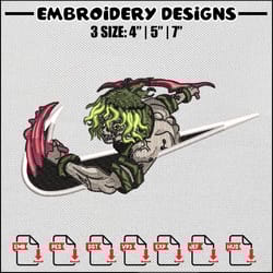 gyutaro swoosh embroidery design, nike design, demon slayer design, embroidery files, embroidery shirt, digital download