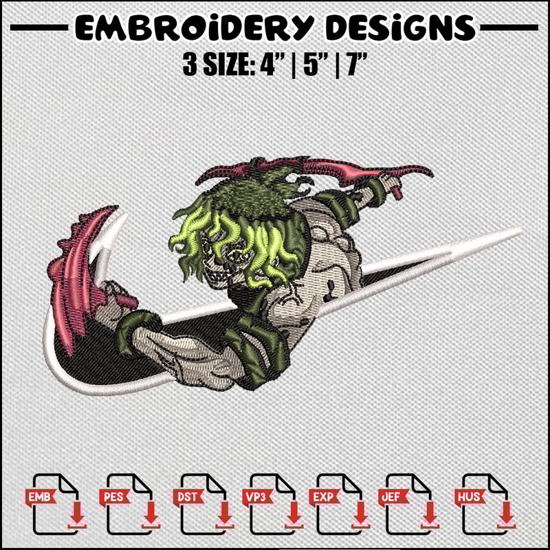 Gyutaro swoosh embroidery design