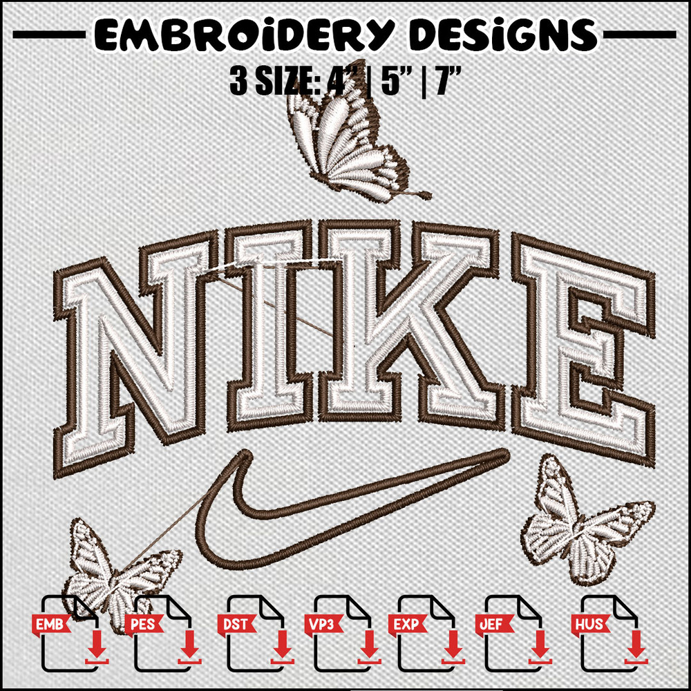 Butterfly swoosh embroidery design