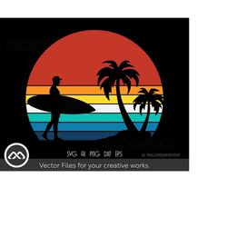 retro surfing svg surfer beach - surfing svg, surf svg, summer svg, beach svg, surfing clipart, dxf for lovers