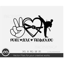 taekwondo svg peace love taekwondo - taekwondo svg, martial arts svg, karate svg for lovers
