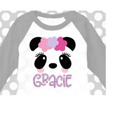 panda svg, panda bear svg, panda with eyelashes, panda with flowers, panda girl, svg, dxf, panda clip art, panda face, b