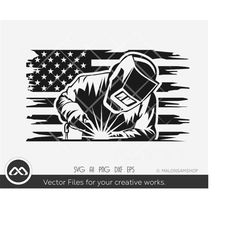 welder svg us flag - welder svg, welder flag svg, ironworker svg, welder png, cut file, clipart, silhouette