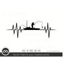 kayak fishing svg heartbeat - kayak svg, kayaking svg, canoe svg, boating svg, fishing svg, boat svg, fisherman svg