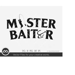 funny fishing svg master baiter - fishing svg, fish svg, fishing png, cricut design