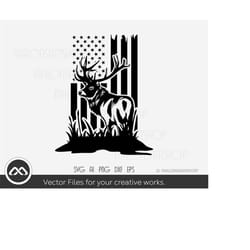 us flag deer hunter svg deer antler svg - hunting svg, deer svg, deer hunting svg