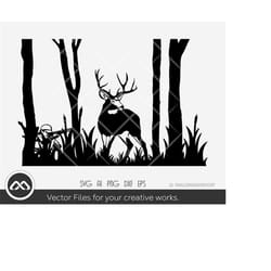 deer in woods hunting svg file, hunting svg, deer hunting svg, deer hunter svg, silhouette, png, cricut