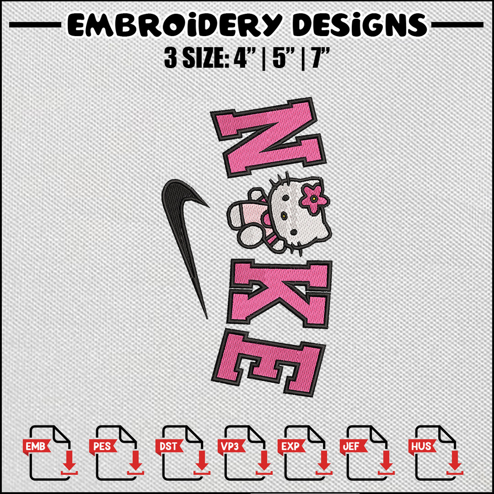 Hello kitti nike embroidery design