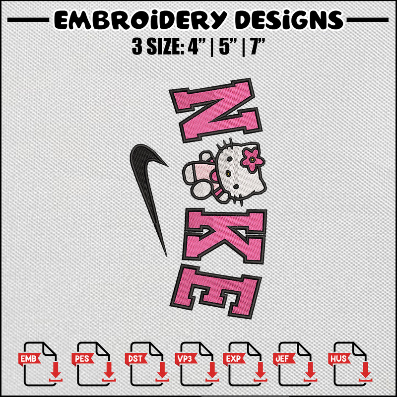 Hello kitti nike embroidery design