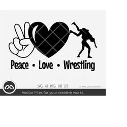 wrestling svg peace love wrestling - wrestling svg, wrestler svg, wrestle svg, silhouette, png, cut file, clipart