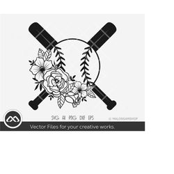 baseball svg ball with flower - baseball svg, baseball mom svg, softball svg, baseball clipart for lovers