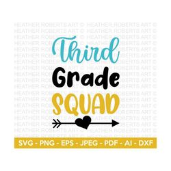 Third Grade Squad Svg, Back to School SVG, Grade Level Crew Shirt svg, School Squad , School Shirt svg, Kid Shirt svg, C