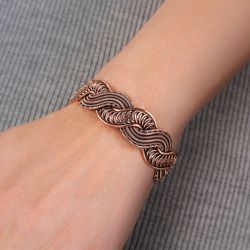 Unique wire wrapped copper bracelet  Healing handcrafted wire weave bracelet 7th  22nd Anniversary gift for hem or her